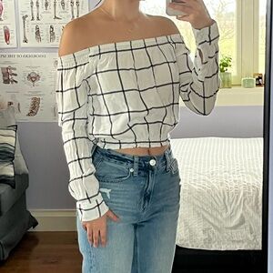 Garage off the shoulder crop top